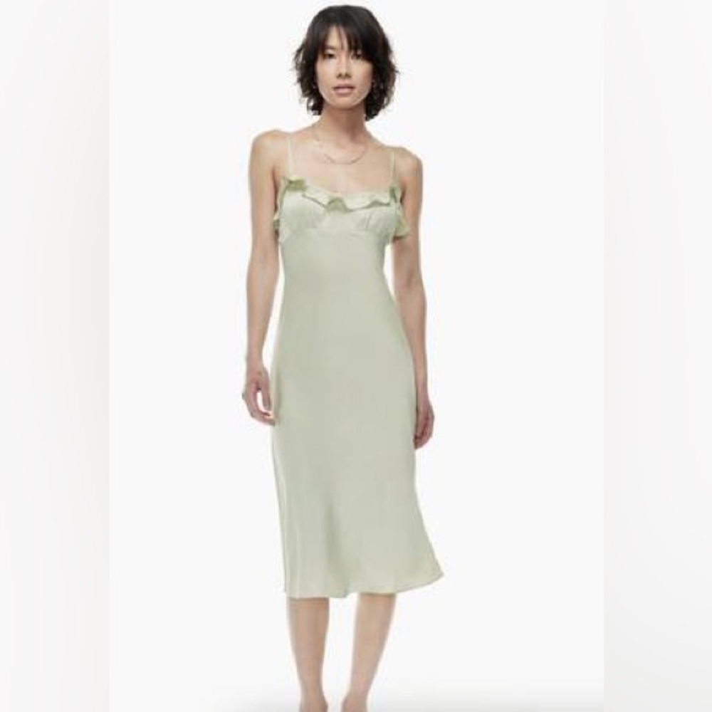 Aritzia wilfred slip dress light green